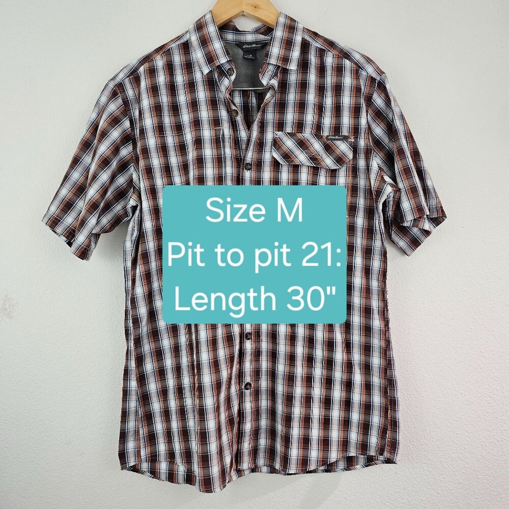 Eddie Bauer Mens Outdoors Plaid Shirt Size Medium Vented Fishing Camping Casual - Picture 5 of 10
